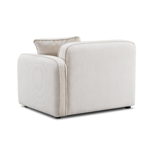 TOV Furniture Travie Performance Corduroy Velvet Corner Chair - Stylish Modular Accent for Comfort & Durability White Sand TOV-L69168