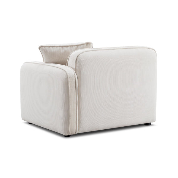 TOV Furniture Travie Performance Corduroy Velvet Corner Chair - Stylish Modular Accent for Comfort & Durability White Sand TOV-L69168