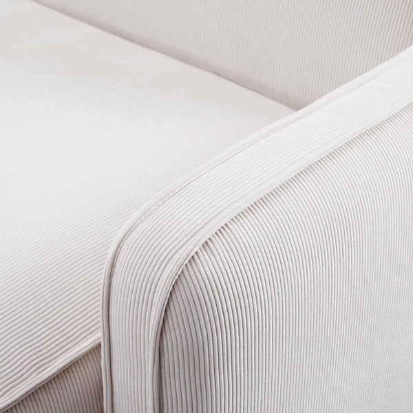TOV Furniture Travie Performance Corduroy Velvet Corner Chair - Stylish Modular Accent for Comfort & Durability White Sand TOV-L69168