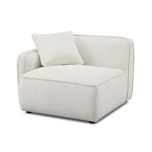 TOV Furniture Travie Corner Chair - Retro-Inspired Performance Velvet Accent for Stylish Modular Living Spaces White Sand TOV-L69169