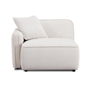 TOV Furniture Travie Corner Chair - Retro-Inspired Performance Velvet Accent for Stylish Modular Living Spaces White Sand TOV-L69169