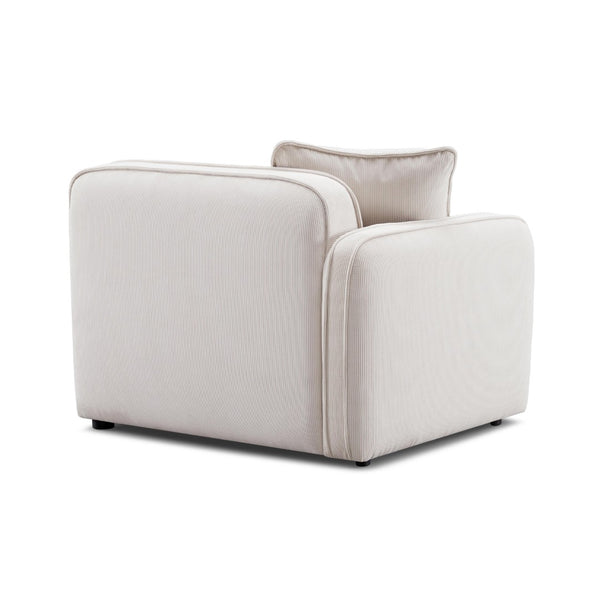TOV Furniture Travie Corner Chair - Retro-Inspired Performance Velvet Accent for Stylish Modular Living Spaces White Sand TOV-L69169