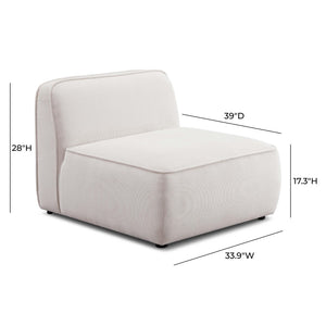 TOV Furniture Travie Retro-Inspired Corduroy Velvet Armless Accent Chair for Stylish, Comfortable Living Spaces White Sand TOV-L69170