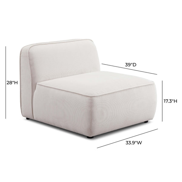 TOV Furniture Travie Retro-Inspired Corduroy Velvet Armless Accent Chair for Stylish, Comfortable Living Spaces White Sand TOV-L69170
