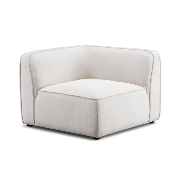 TOV Furniture Travie Performance Corduroy Velvet Corner Chair - Cozy Retro-Modern Accent for Living Spaces White Sand TOV-L69171