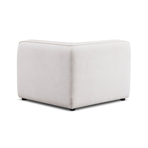 TOV Furniture Travie Performance Corduroy Velvet Corner Chair - Cozy Retro-Modern Accent for Living Spaces White Sand TOV-L69171