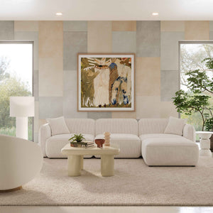 TOV Furniture Travie Modular Sectional - Retro Corduroy Velvet Comfort with Flexible Layouts for Modern Living White Sand TOV-L69173