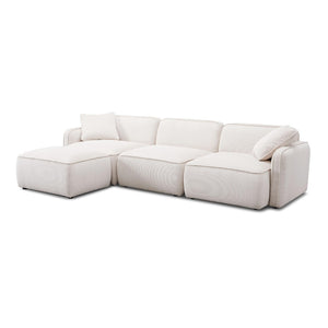 TOV Furniture Travie Modular Sectional - Retro Corduroy Velvet Comfort with Flexible Layouts for Modern Living White Sand TOV-L69173