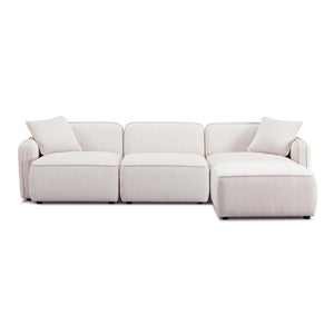 TOV Furniture Travie Modular Sectional - Retro Corduroy Velvet Comfort with Flexible Layouts for Modern Living White Sand TOV-L69173