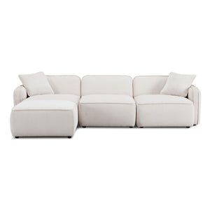 TOV Furniture Travie Modular Sectional - Retro Corduroy Velvet Comfort with Flexible Layouts for Modern Living White Sand TOV-L69173
