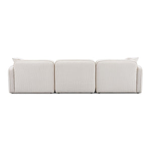 TOV Furniture Travie Modular Sectional - Retro Corduroy Velvet Comfort with Flexible Layouts for Modern Living White Sand TOV-L69173
