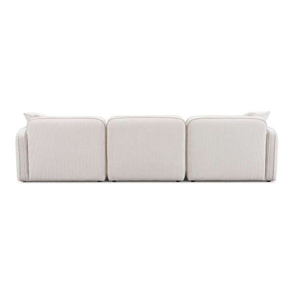 TOV Furniture Travie Modular Sectional - Retro Corduroy Velvet Comfort with Flexible Layouts for Modern Living White Sand TOV-L69173