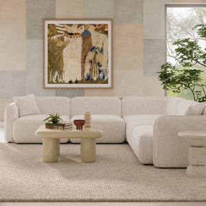 TOV Furniture Travie Modular L-Sectional Sofa: Retro-Inspired, Liquid-Repellent Corduroy for Ultimate Comfort White Sand TOV-L69174