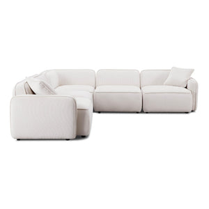 TOV Furniture Travie Modular L-Sectional Sofa: Retro-Inspired, Liquid-Repellent Corduroy for Ultimate Comfort White Sand TOV-L69174
