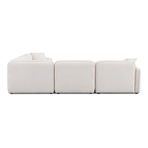 TOV Furniture Travie Modular L-Sectional Sofa: Retro-Inspired, Liquid-Repellent Corduroy for Ultimate Comfort White Sand TOV-L69174