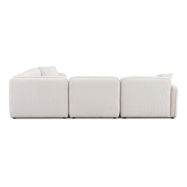TOV Furniture Travie Modular L-Sectional Sofa: Retro-Inspired, Liquid-Repellent Corduroy for Ultimate Comfort White Sand TOV-L69174