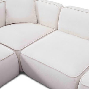 TOV Furniture Travie Modular L-Sectional Sofa: Retro-Inspired, Liquid-Repellent Corduroy for Ultimate Comfort White Sand TOV-L69174