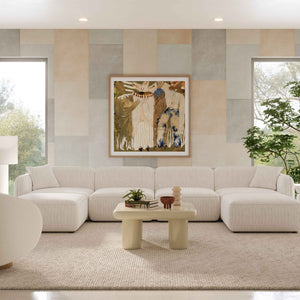 TOV Furniture Travie Modular U-Sectional Sofa with Performance Corduroy Velvet for Stylish, Flexible Comfort White Sand TOV-L69175