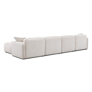 TOV Furniture Travie Modular U-Sectional Sofa with Performance Corduroy Velvet for Stylish, Flexible Comfort White Sand TOV-L69175