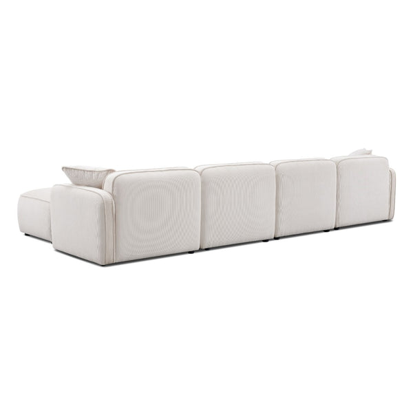 TOV Furniture Travie Modular U-Sectional Sofa with Performance Corduroy Velvet for Stylish, Flexible Comfort White Sand TOV-L69175