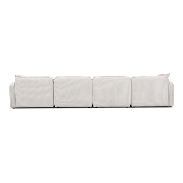 TOV Furniture Travie Modular U-Sectional Sofa with Performance Corduroy Velvet for Stylish, Flexible Comfort White Sand TOV-L69175
