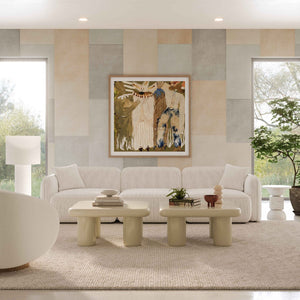 TOV Furniture Travie Modular Sectional Sofa - Retro-Inspired Corduroy Velvet with Upcycled Linen for Modern Comfort White Sand TOV-L69176