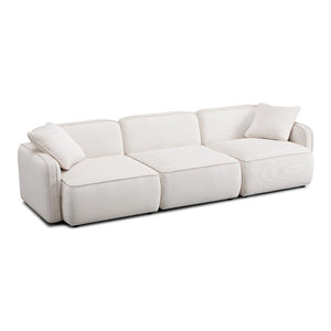 TOV Furniture Travie Modular Sectional Sofa - Retro-Inspired Corduroy Velvet with Upcycled Linen for Modern Comfort White Sand TOV-L69176