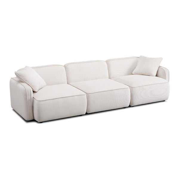 TOV Furniture Travie Modular Sectional Sofa - Retro-Inspired Corduroy Velvet with Upcycled Linen for Modern Comfort White Sand TOV-L69176