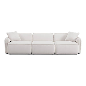 TOV Furniture Travie Modular Sectional Sofa - Retro-Inspired Corduroy Velvet with Upcycled Linen for Modern Comfort White Sand TOV-L69176