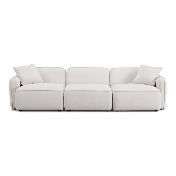 TOV Furniture Travie Modular Sectional Sofa - Retro-Inspired Corduroy Velvet with Upcycled Linen for Modern Comfort White Sand TOV-L69176