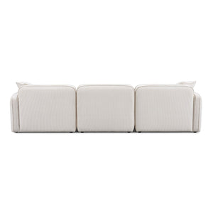 TOV Furniture Travie Modular Sectional Sofa - Retro-Inspired Corduroy Velvet with Upcycled Linen for Modern Comfort White Sand TOV-L69176
