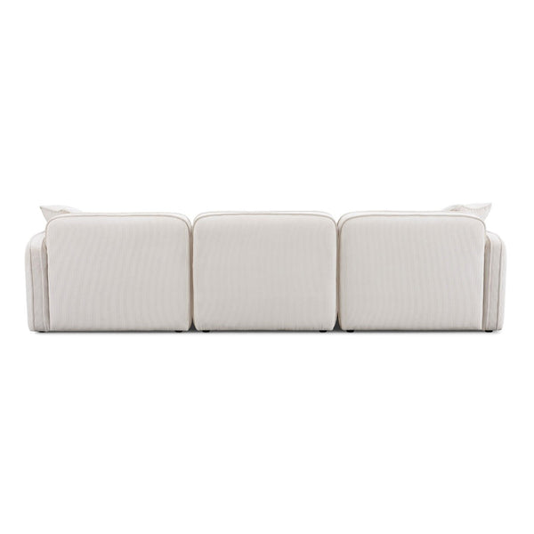 TOV Furniture Travie Modular Sectional Sofa - Retro-Inspired Corduroy Velvet with Upcycled Linen for Modern Comfort White Sand TOV-L69176