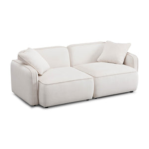 TOV Furniture Travie Modular Loveseat: Retro-Modern Performance Corduroy Velvet for Stylish, Comfortable Living Spaces White Sand TOV-L69177