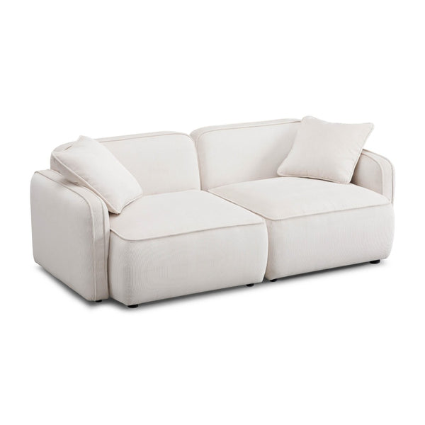 TOV Furniture Travie Modular Loveseat: Retro-Modern Performance Corduroy Velvet for Stylish, Comfortable Living Spaces White Sand TOV-L69177