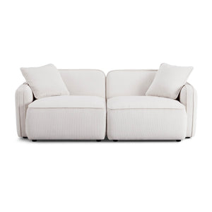 TOV Furniture Travie Modular Loveseat: Retro-Modern Performance Corduroy Velvet for Stylish, Comfortable Living Spaces White Sand TOV-L69177