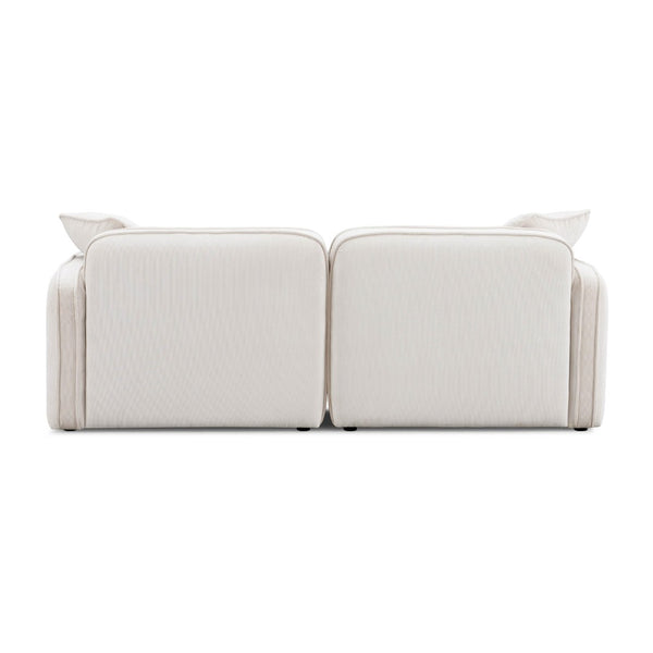 TOV Furniture Travie Modular Loveseat: Retro-Modern Performance Corduroy Velvet for Stylish, Comfortable Living Spaces White Sand TOV-L69177