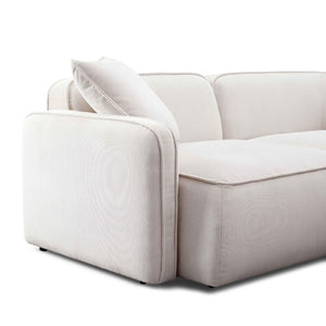 TOV Furniture Travie Modular Loveseat: Retro-Modern Performance Corduroy Velvet for Stylish, Comfortable Living Spaces White Sand TOV-L69177