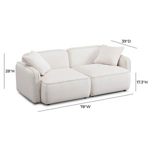 TOV Furniture Travie Modular Loveseat: Retro-Modern Performance Corduroy Velvet for Stylish, Comfortable Living Spaces White Sand TOV-L69177