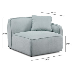TOV Furniture Travie Performance Corduroy Velvet Corner Chair - Stylish Modular Accent for Comfort & Durability Sea Blue TOV-L69178