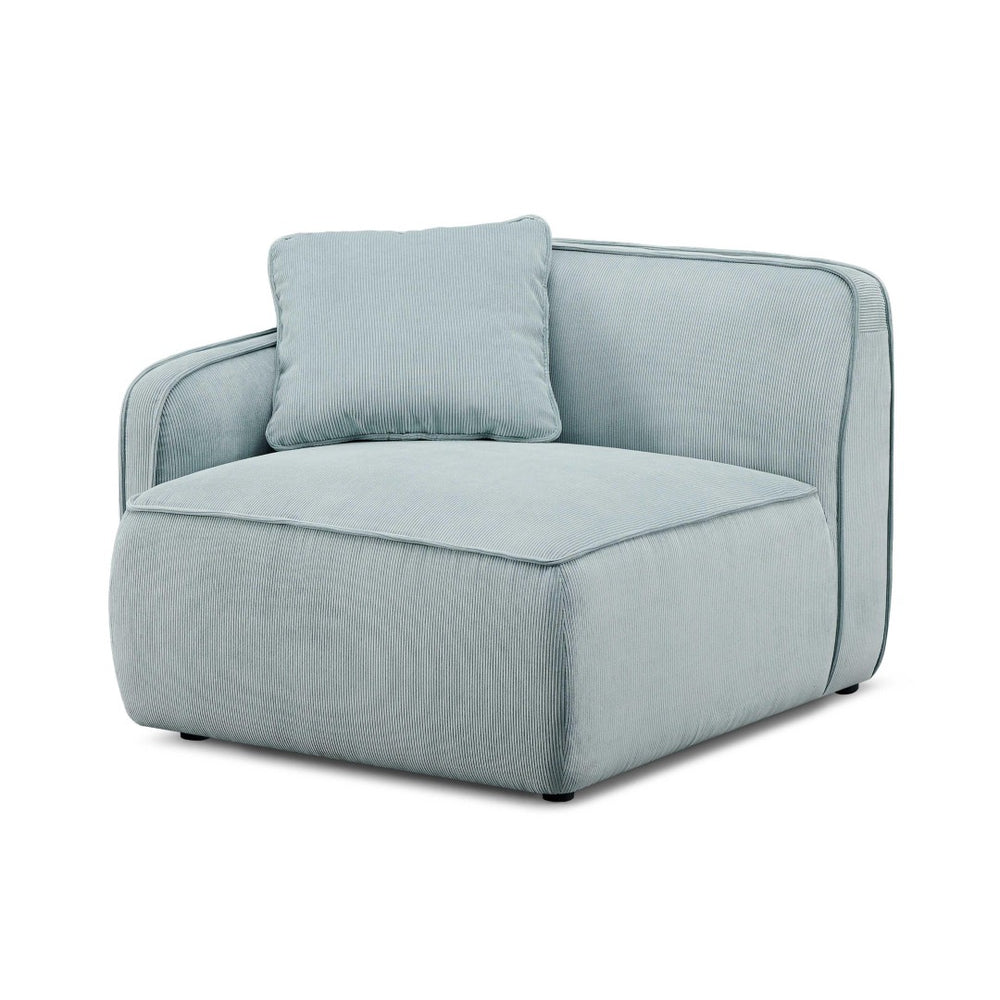 TOV Furniture Travie Corner Chair - Retro-Inspired Performance Velvet Accent for Stylish Modular Living Spaces Sea Blue TOV-L69179