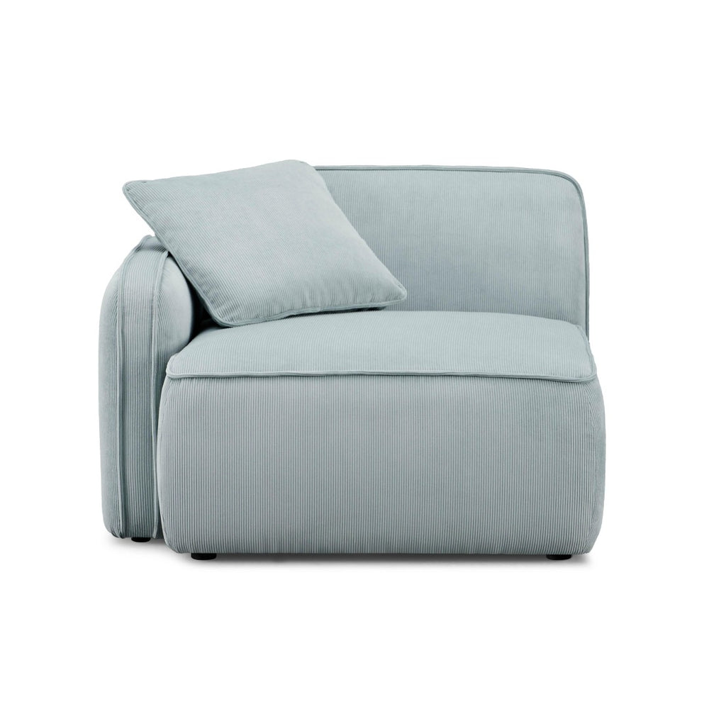 TOV Furniture Travie Corner Chair - Retro-Inspired Performance Velvet Accent for Stylish Modular Living Spaces Sea Blue TOV-L69179