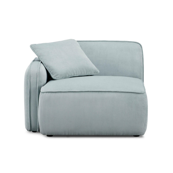 TOV Furniture Travie Corner Chair - Retro-Inspired Performance Velvet Accent for Stylish Modular Living Spaces Sea Blue TOV-L69179