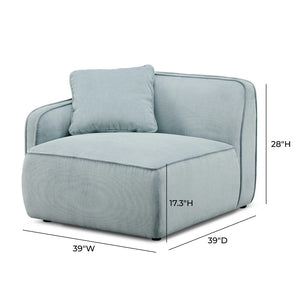 TOV Furniture Travie Corner Chair - Retro-Inspired Performance Velvet Accent for Stylish Modular Living Spaces Sea Blue TOV-L69179