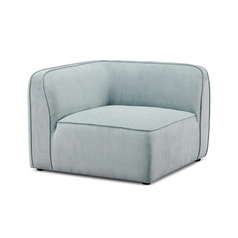 TOV Furniture Travie Performance Corduroy Velvet Corner Chair - Cozy Retro-Modern Accent for Living Spaces Sea Blue TOV-L69181