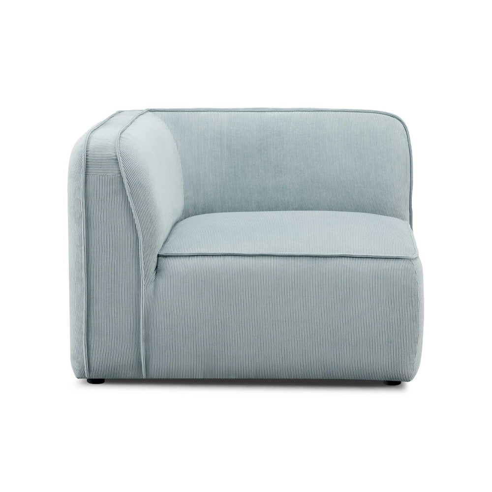 TOV Furniture Travie Performance Corduroy Velvet Corner Chair - Cozy Retro-Modern Accent for Living Spaces Sea Blue TOV-L69181