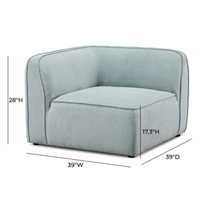 TOV Furniture Travie Performance Corduroy Velvet Corner Chair - Cozy Retro-Modern Accent for Living Spaces Sea Blue TOV-L69181