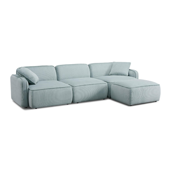 TOV Furniture Travie Modular Sectional - Retro Corduroy Velvet Comfort with Flexible Layouts for Modern Living Sea Blue TOV-L69183