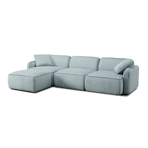 TOV Furniture Travie Modular Sectional - Retro Corduroy Velvet Comfort with Flexible Layouts for Modern Living Sea Blue TOV-L69183