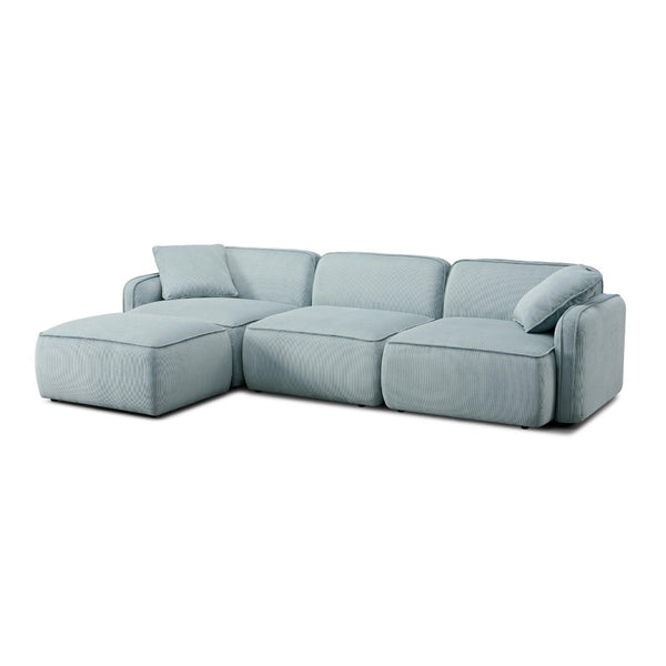 TOV Furniture Travie Modular Sectional - Retro Corduroy Velvet Comfort with Flexible Layouts for Modern Living Sea Blue TOV-L69183