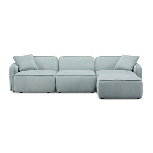 TOV Furniture Travie Modular Sectional - Retro Corduroy Velvet Comfort with Flexible Layouts for Modern Living Sea Blue TOV-L69183